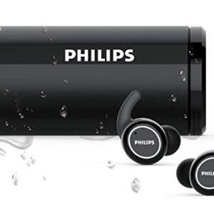 Philips ActionFit ST702 True Wireless Bluetooth Earbuds, TWS, Noise Isolation, Lightweight, Stereo with IPX5 Splash Resistance and UV Cleaning Charging case - Black (TAST702BK)