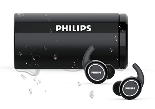 Philips ActionFit ST702 True Wireless Bluetooth Earbuds, TWS, Noise Isolation, Lightweight, Stereo with IPX5 Splash Resistance and UV Cleaning Charging case - Black (TAST702BK)