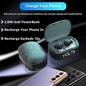 VOLT PLUS TECH Wireless V5.1 Bluetooth Earbuds for Samsung Galaxy S22/S21/Ultra/Plus/5G F9 TWS with Mic,8D Bass,Noise Reduction Technology,Waterproof with 2000mAh Charging Case