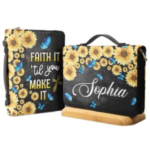 faith it til you make it christian gifts custom book bible cover premium faux or top grain leather