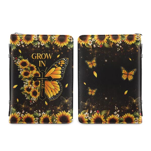 Grow in Faith Christian Gifts Custom Book Bible Cover Premium Faux or Top Grain Leather