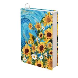 flashideas sunflowers book cover for paperback aa book cover for schoolbooks adhesive-free book dust jacket covers for women universal fits for most books size holiday gifts