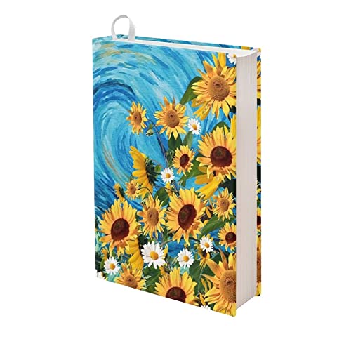 Flashideas Sunflowers Book Cover for Paperback Aa Book Cover for Schoolbooks Adhesive-Free Book Dust Jacket Covers for Women Universal Fits for Most Books Size Holiday Gifts