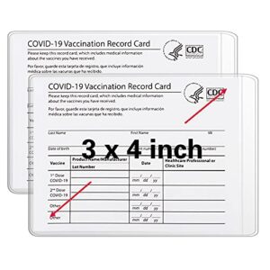 2-pack scratchproof vaccine card holder, cdc vaccination card protector 4 × 3 inches, immunization vaccinate record cards plastic holder for badge record id card name tag