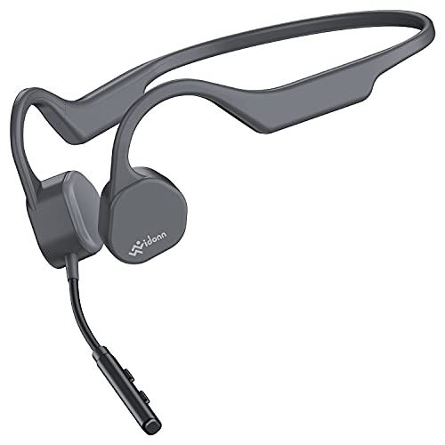 VIDONN Bone Conduction Headphones with Microphone Bluetooth Wireless Headset with Noise-Canceling Boom Microphone for Office Home Business Commercial Use Online Teaching/Learning(S/M)