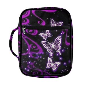 giftpuzz purple butterfly bible covers for women men handle bible case bag bible cover carrier carrying organizer bag bible accessory