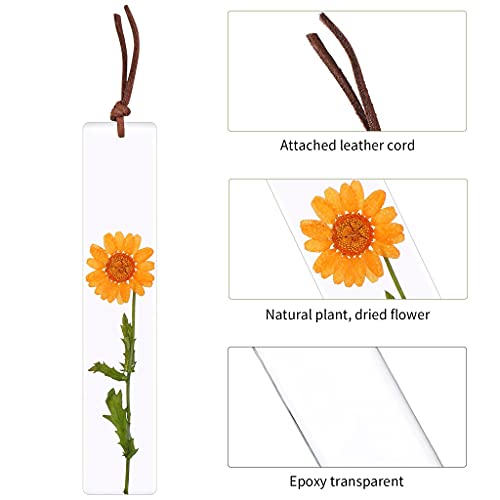 TJLSS Dried Flower Bookmark Leaf Vein Resin Flower Specimen Bookmark Natural Flower Reading Mark Book Markers School Supplies (Color : D)