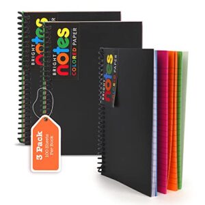 spiral notebook, 5×7 inch notebooks – wirebound college ruled note books, bright neon colored lined paper, perforated notepad memo books – durable poly cover, journaling notebook – 100 sheets – 3 pack