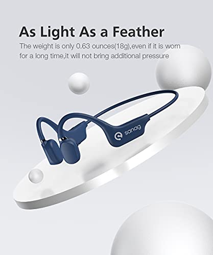 Sanag Open-Ear Wireless Earphones Air Conduction Headphones Bluetooth 5.0 with Mic,Titanium Lightweight,Waterproof,Music Answer Phone Call for Running Hiking Driving Cycling