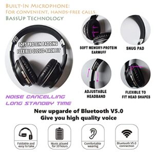 KOMPSEN Adult Noise Cancelling Headphones Wireless Bluetooth Headphones with Microphone Deep Bass Comfortable Over Ear Headphones Foldable for Cellphone PC Online Class Game Office Home Travel-Orange