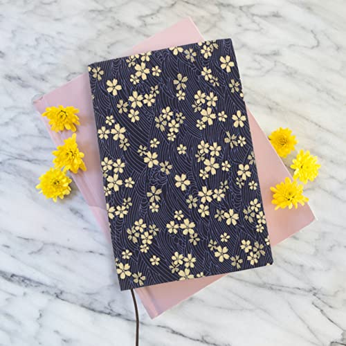 NUOBESTY Books Sleeves Flower Pattern Book Cover Washable Book Protector Book Pouch Fabric Paperback Cover Padded Case Blue