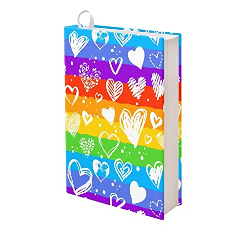 Flashideas Rainbow Love Book Sleeve Protector for Paperbacks Anti-scratch Aa Big Book for Adults Cover Machine Washable Book Pouch Suitable for Books Textbooks up to 9 x 11