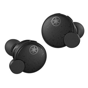 yamaha tw-e7b true wireless earbuds with bluetooth 5.2, active noise cancelling, true sound, qualcomm cvc clear voice capture, advanced listening care and ipx5 water resistant for sport (black)