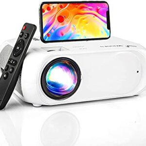 6500 lumens Mini Projector, LED Portable Projector, Video Projector with 1080P Full HD Portable Home Theater Projector, Compatible with iOS / Android, PS4, Xbox, PC, TV (White)