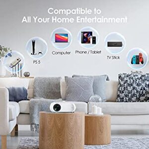 6500 lumens Mini Projector, LED Portable Projector, Video Projector with 1080P Full HD Portable Home Theater Projector, Compatible with iOS / Android, PS4, Xbox, PC, TV (White)