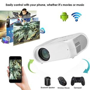 6500 lumens Mini Projector, LED Portable Projector, Video Projector with 1080P Full HD Portable Home Theater Projector, Compatible with iOS / Android, PS4, Xbox, PC, TV (White)