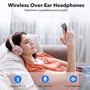 Noise Cancelling Headphones Wireless Bluetooth: Foldable Over Ear Headphones with Microphone 40H Playtime Deep Bass Memory Foam Ear Cups for Laptop,TV,Travel,Work