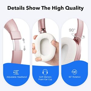 Noise Cancelling Headphones Wireless Bluetooth: Foldable Over Ear Headphones with Microphone 40H Playtime Deep Bass Memory Foam Ear Cups for Laptop,TV,Travel,Work