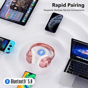 Noise Cancelling Headphones Wireless Bluetooth: Foldable Over Ear Headphones with Microphone 40H Playtime Deep Bass Memory Foam Ear Cups for Laptop,TV,Travel,Work