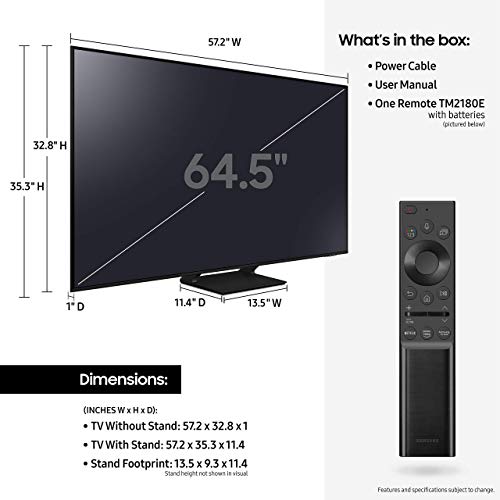 SAMSUNG QN65Q70AA 65" Class UHD High Dynamic Range QLED 4K Smart TV with an Austere 3S-4KHD2-2.5M III Series 4K HDMI Cable 2.5m (2021)
