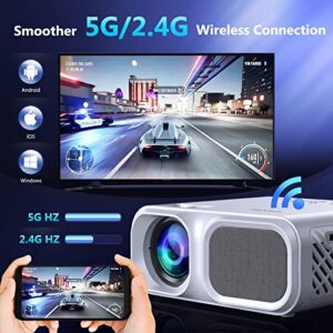 Projector, Native 1080P 5G WiFi Projector, Giaomar 7000 Lumens Portable Projector with Bluetooth Full HD Home Theater Projector, Compatible with Smartphone/PC/TV Stick/USB/PS4/PS5