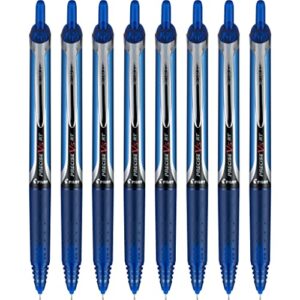 pilot precise v5 rt refillable & retractable liquid ink rolling ball pens, extra fine point (0.5mm) blue, 8-pack (15328)
