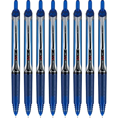 PILOT Precise V5 RT Refillable & Retractable Liquid Ink Rolling Ball Pens, Extra Fine Point (0.5mm) Blue, 8-Pack (15328)