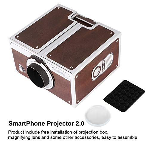 Mini Projector Simple Assemble for Home Theater,DIY Smartphone Fashionable Projector Providing 8X Image Magnification,Compatible with Smartphone, TV Stick, Games