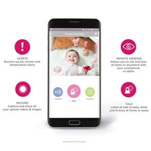 Project Nursery Smart Wi-Fi Baby Monitor, Alexa and Google Assistant Enabled with WiFi, Plays Lullabies, Sound and Motion Alerts, Two-Way Communication, Night Vision