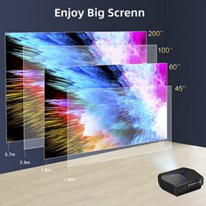 Video Projector, 2.4G/5G Mini Projector Native 1080p WiFi Projector 9200L Full HD Bluetooth, 4K Support| 200'' Portable Outdoor,Home,Projector for Phone/PC/ Laptop/ PS4/Xbox[Bag Included], Black