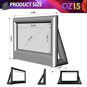 OZIS 16Ft Inflatable Outdoor and Indoor Movie Projector Screen - Blow up Mega Cinema Theater Projector Screen with 240W Blower - Supports Front and Rear Projection - for Backyard Party Barbecue Travel