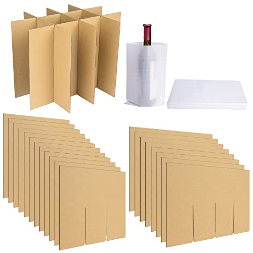 codree 4 Sets Glass Divider Kits for Kitchen Moving Box Dish Packing Moving Boxes-Glass Cell Divider Corrugate Dividers with 48 pcs Foam Pouches Fits in 16x12x12 Inch Box (Box Not Included)