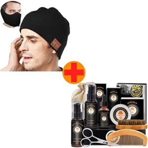 perfect mens gifts set with bluetooth beanie hat, beard growth kit