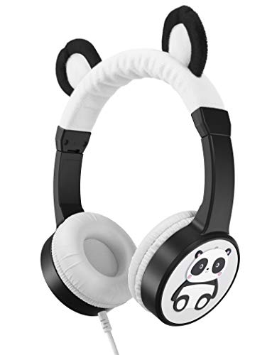 Planet Buddies Kids Headphones, On Ear Headphones for Kids, Volume Safe with Music Sharing for Children, Foldable Wired Earphones for School, Travel, Phone, Kindle - Panda