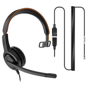 axtel bundle voice 40 mono nc with axc-01 cable | noise cancellation – compatible with avaya 2400/4600 series, mitel 6800 series, nec dtl/itl series, nortel, polycom vvx series