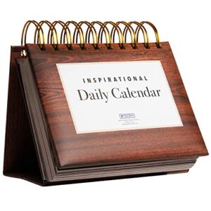 motivational & inspirational perpetual daily flip calendar with self-standing easel (woodgrain)