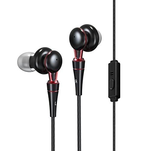 bsbaiss BS3 in Ear Monitor with Mic, High-Resolution Deep Bass 1DD Wired Earbuds Headphones HiFi Stereo IEM Earphone for Smartphones/PC/Laptop/Tablet