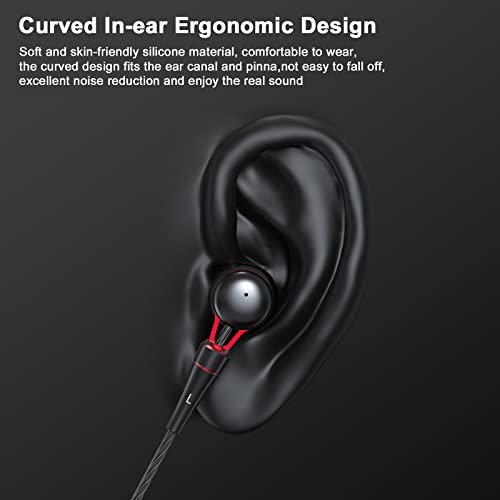 bsbaiss BS3 in Ear Monitor with Mic, High-Resolution Deep Bass 1DD Wired Earbuds Headphones HiFi Stereo IEM Earphone for Smartphones/PC/Laptop/Tablet