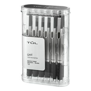 tul gl1 retractable gel pen, needle point, 0.7 mm, gray barrel, black ink, pack of 12