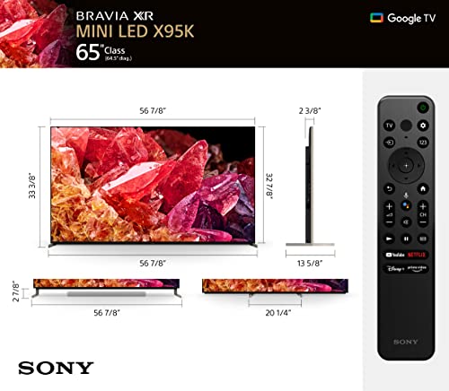 Sony 65 Inch 4K Ultra HD TV X95K Series: BRAVIA XR Mini LED Smart Google TV with Dolby Vision HDR and Exclusive Features for The Playstation® 5 XR65X95K- 2022 Model (Renewed)