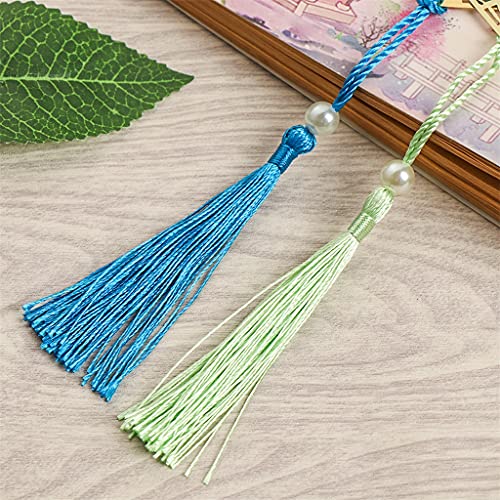 TJLSS Bookmark Chinese Style Folding Fan Brass Retro Book Clip Pagination Flower Tassel School Office Supplies (Size : A)