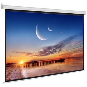 auto motorized projector screen, hd portable projection screen with remote control, wall/ceiling mounted electric movie screen wrinkle-free, great for home office theater tv usage (80″ x 45″)