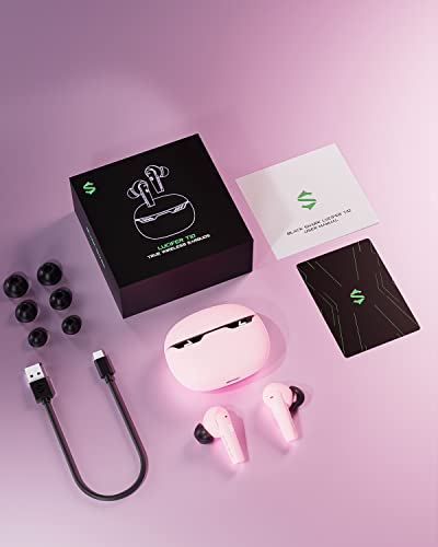 Black Shark Bluetooth Earbuds Wireless Earbuds with Emoji LED Light, Gaming Earbuds with 45ms Ultra Low Latency, Bluetooth 5.1, Music and Gaming Dual Modes, 24H Playtime, IPX5 Waterproof- Pink