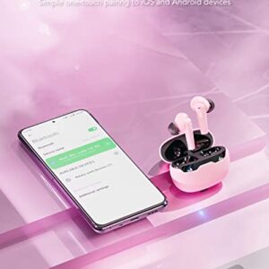 Black Shark Bluetooth Earbuds Wireless Earbuds with Emoji LED Light, Gaming Earbuds with 45ms Ultra Low Latency, Bluetooth 5.1, Music and Gaming Dual Modes, 24H Playtime, IPX5 Waterproof- Pink