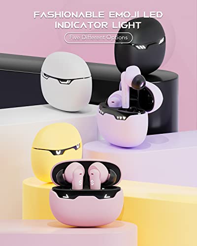 Black Shark Bluetooth Earbuds Wireless Earbuds with Emoji LED Light, Gaming Earbuds with 45ms Ultra Low Latency, Bluetooth 5.1, Music and Gaming Dual Modes, 24H Playtime, IPX5 Waterproof- Pink