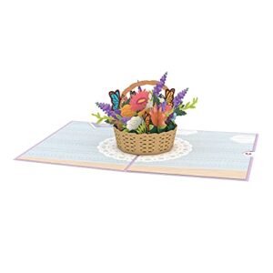 Lovepop Flower Basket Pop Up Card, 5x7 – 3D Card for Mom, Card for Wife, Paper Flower Card, Thank You Card, Thinking of You, Appreciation Card