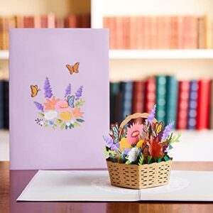 Lovepop Flower Basket Pop Up Card, 5x7 – 3D Card for Mom, Card for Wife, Paper Flower Card, Thank You Card, Thinking of You, Appreciation Card