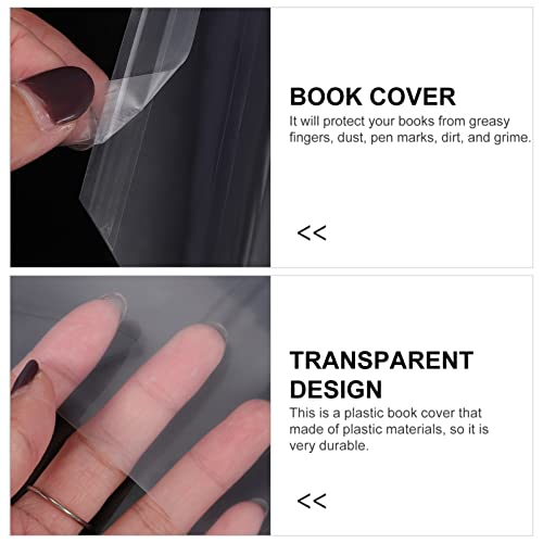 POPETPOP Clear Book Covers - 10pcs Book Protector Cover Plastic Book Sleeves Book Case Transparent Book Cover Textbook Cover for School Books