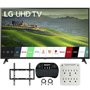 lg 49um6900 49-inch hdr 4k uhd smart ips led tv bundle with deco mount flat wall mount kit, deco gear wireless backlit keyboard and 6-outlet surge adapter with night light