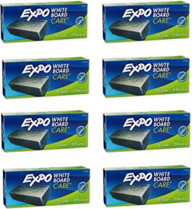 expo 81505 block eraser dry erase whiteboard board eraser, soft pile, 5 1/8 w x 1 1/4 h – pack of 8